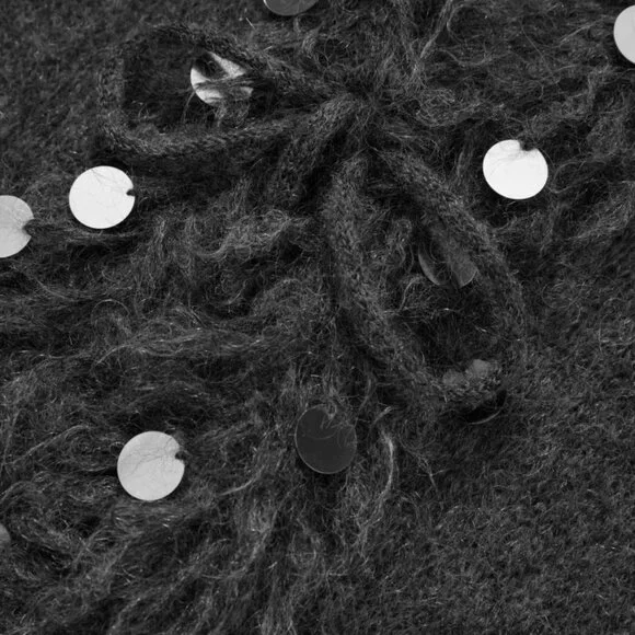 CHICJOC Mohair Wool Yarn cardigan with Hand-made Beaded Sequins - Picture 6 of 10